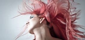 pink hair, hairstyle, woman