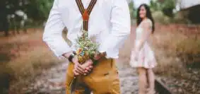 bouquet, surprise, couple