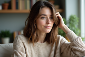 Portrait d'une femme aux cheveux naturels et santé