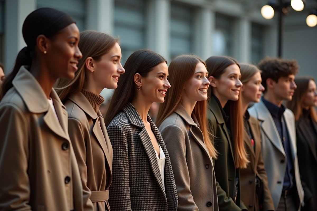 Groupe de jeunes modèles lors d un défilé de mode en coulisses
