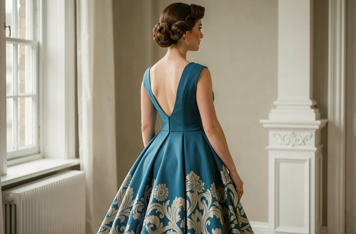 Robe à jupe ample et taille marquée dans le style des années 50