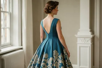 Robe à jupe ample et taille marquée dans le style des années 50